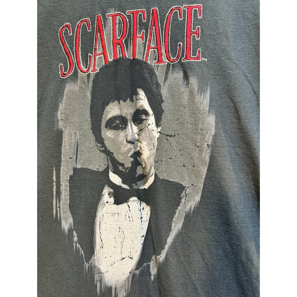 Scarface Dragonfly T-Shirt Black Embroidered Tony Montana Face Sz 2xl 2013